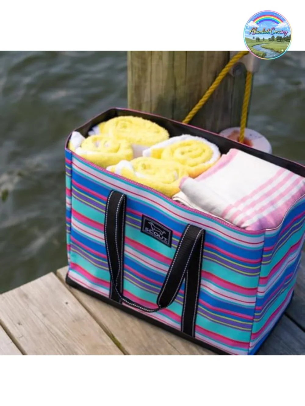 Large Water-Resistant Woven Polypropylene Open Top Beach Pool Tote Bag